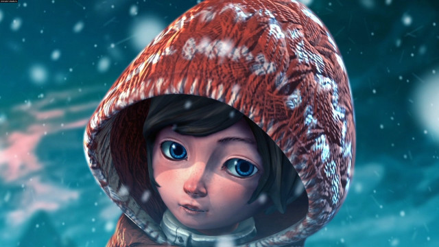 Cartoon girl red hat blue free wallpaper for desktop - medium preview image