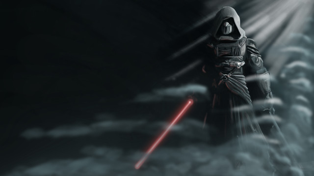 Man dark robe lightsaber clouds free wallpaper for desktop - medium preview image