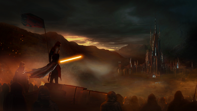 Man holding light saber hill free wallpaper for desktop - medium preview image