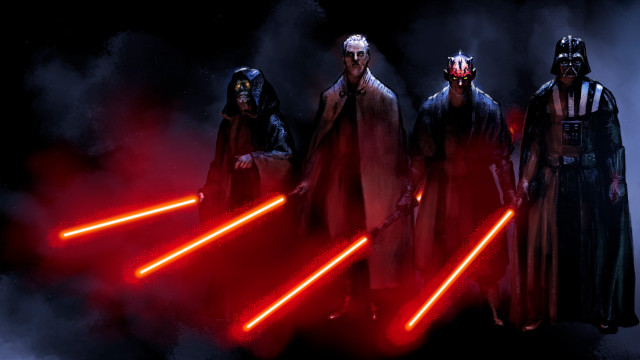 Costumed people lightsabers dark smoke free wallpaper for desktop - medium preview image