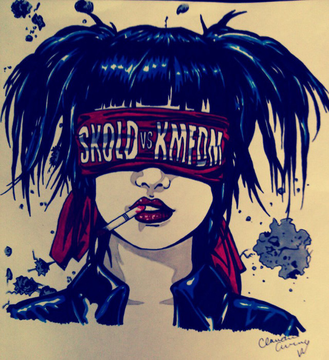 Woman cigarette scarf drawing artwork free wallpaper for tablet - medium preview image