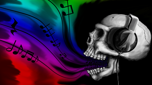 Skull headphones music notes multicolored free wallpaper for desktop - medium preview image