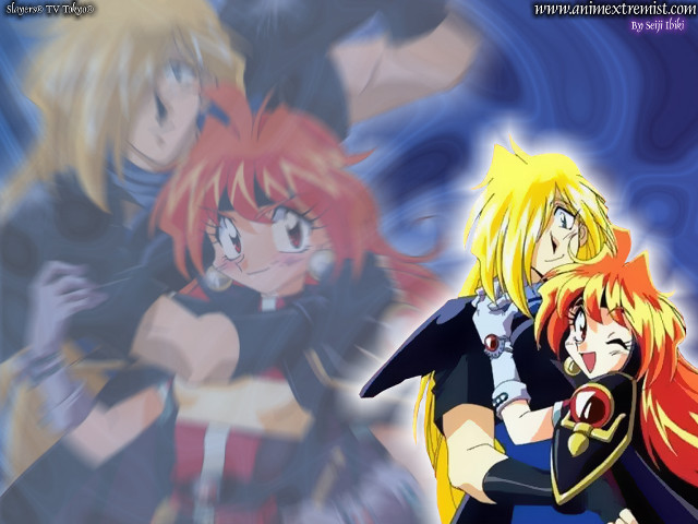 Anime characters blue red black free wallpaper for desktop - medium preview image