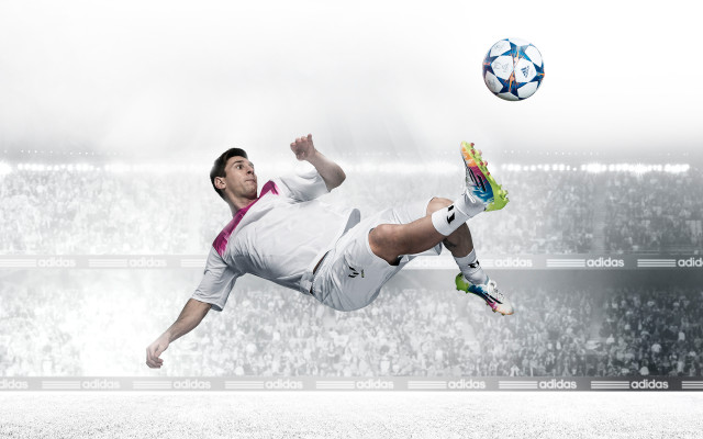 Man kicking soccer ball air free wallpaper for desktop - medium preview image