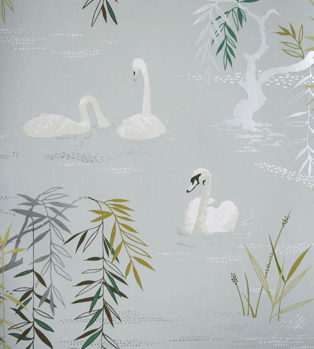 Swans bamboo blue background white free wallpaper for tablet - medium preview image