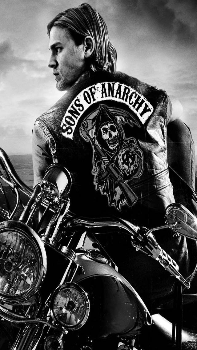 Sonsofanarchy motorcycle jacket sitting poster free wallpaper for mobile - medium preview image