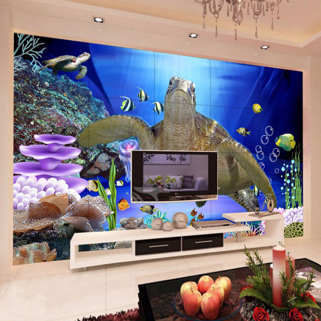 Living room mural turtle fish free wallpaper for tablet - medium preview image