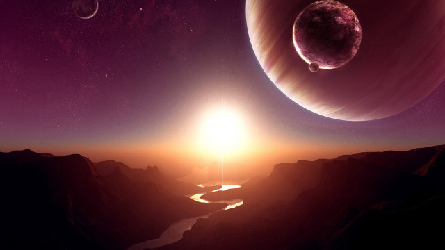 Planet river distant light horizon free wallpaper for desktop - medium preview image