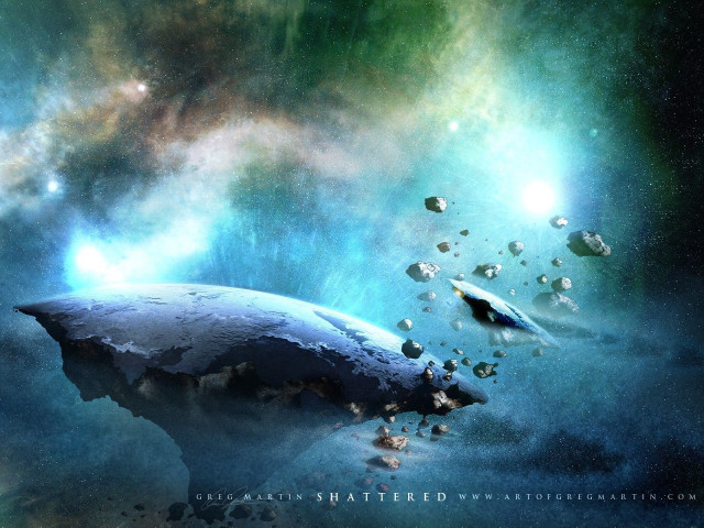 Space scene large rock small free wallpaper for desktop - medium preview image