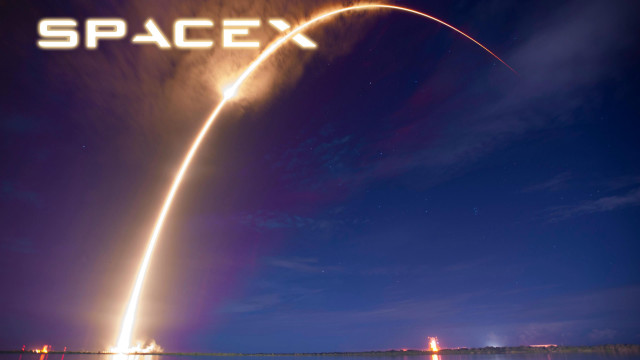 Spacex rocket launch night starry free wallpaper for desktop - medium preview image