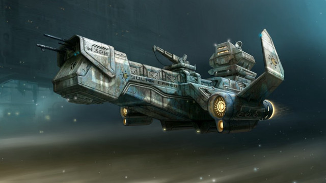 Futuristic space ship floating star free wallpaper for desktop - medium preview image