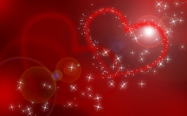 Red heart sparkles background stars free wallpaper for desktop - medium preview image