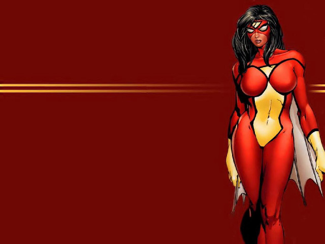 Woman red yellow costume bat free wallpaper for desktop - medium preview image