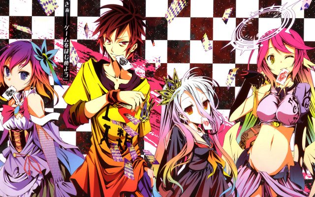 Anime girls checkered wallpaper group free wallpaper for desktop - medium preview image