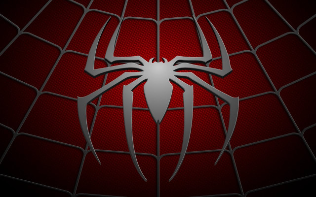 Spider man logo red background free wallpaper for desktop - medium preview image
