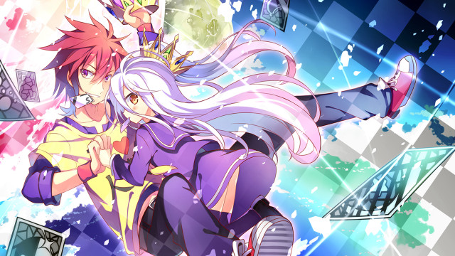 Anime longhair purpleoutfit sword flying free wallpaper for desktop - medium preview image