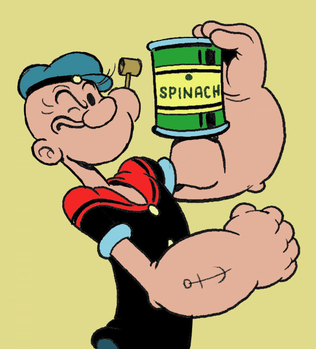 Cartoon character holding spinach cans #2 free wallpaper for tablet - medium preview image