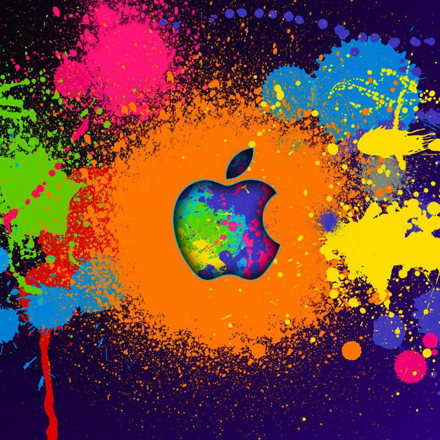 Bright colorful apple logo paint free wallpaper for tablet - medium preview image