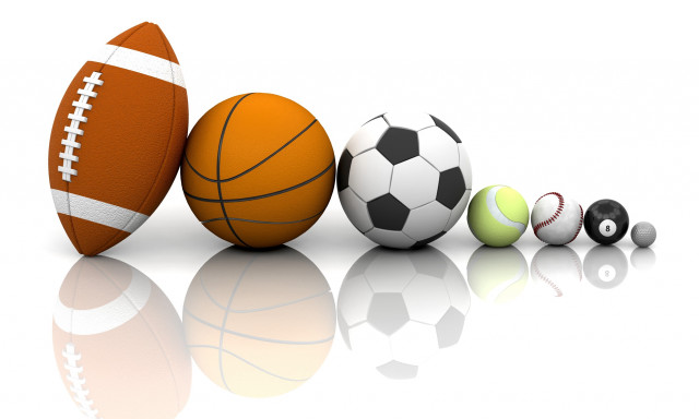 Sports balls group reflection white free wallpaper for desktop - medium preview image
