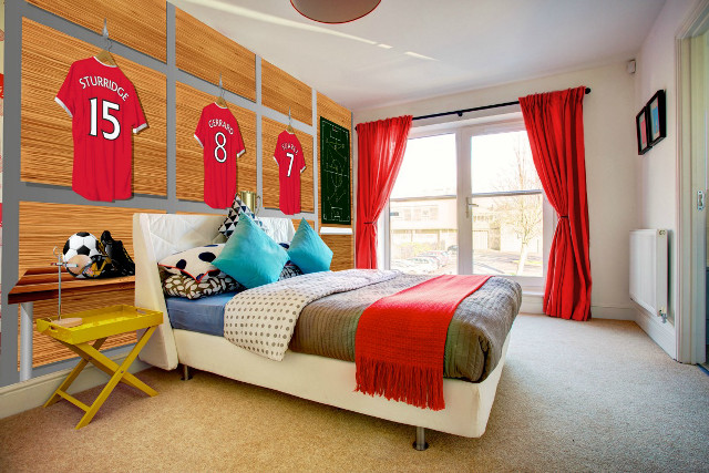Bedroom soccer jersey digital rendering free wallpaper for desktop - medium preview image
