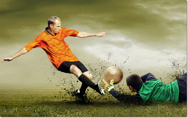 Man kicking soccer ball field #14 free wallpaper for desktop - medium preview image