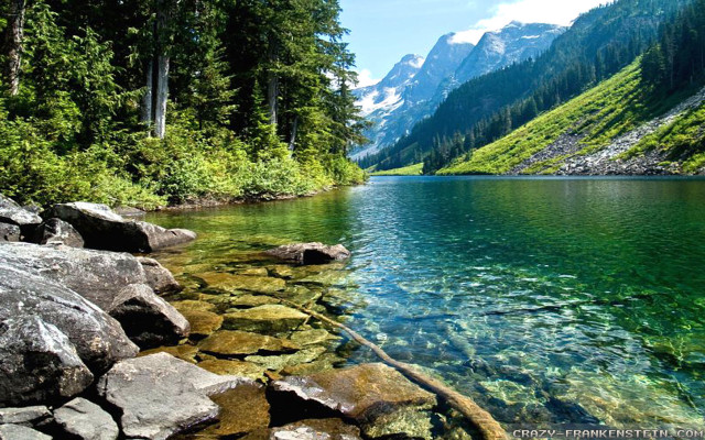 Mountain lake trees rocks background #2 free wallpaper for desktop - medium preview image