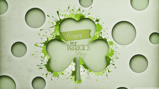 Green shamrock happy message ribbon free wallpaper for desktop - medium preview image
