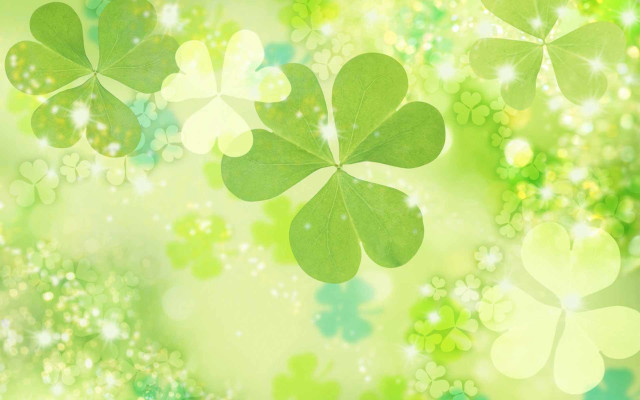 Green background four leaf clovers #3 free wallpaper for desktop - medium preview image