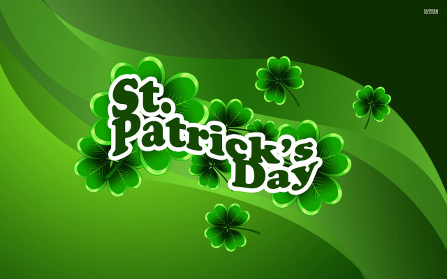 Stpatricksday shamrocks clovers white message free wallpaper for desktop - medium preview image