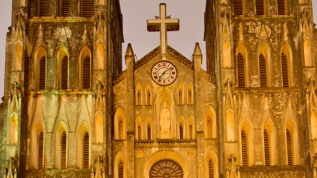 Large cathedral clock tower cross free wallpaper for desktop - medium preview image
