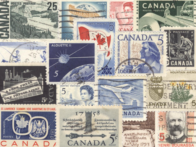 Canadian stamps collage flag jigsaw free wallpaper for desktop - medium preview image