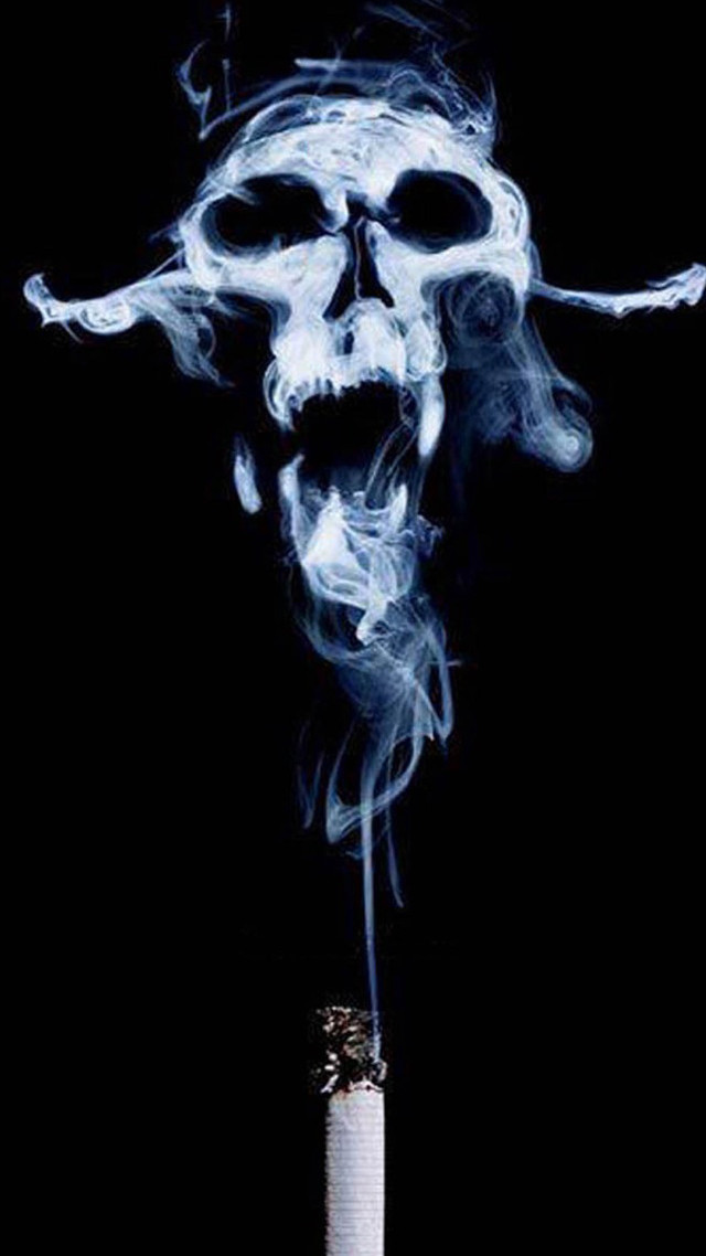 Cigarette skull smoke foreground image free wallpaper for mobile - medium preview image