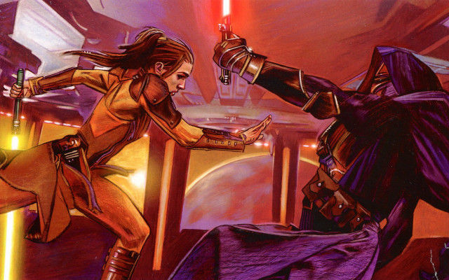 Woman fighting man star wars free wallpaper for desktop - medium preview image