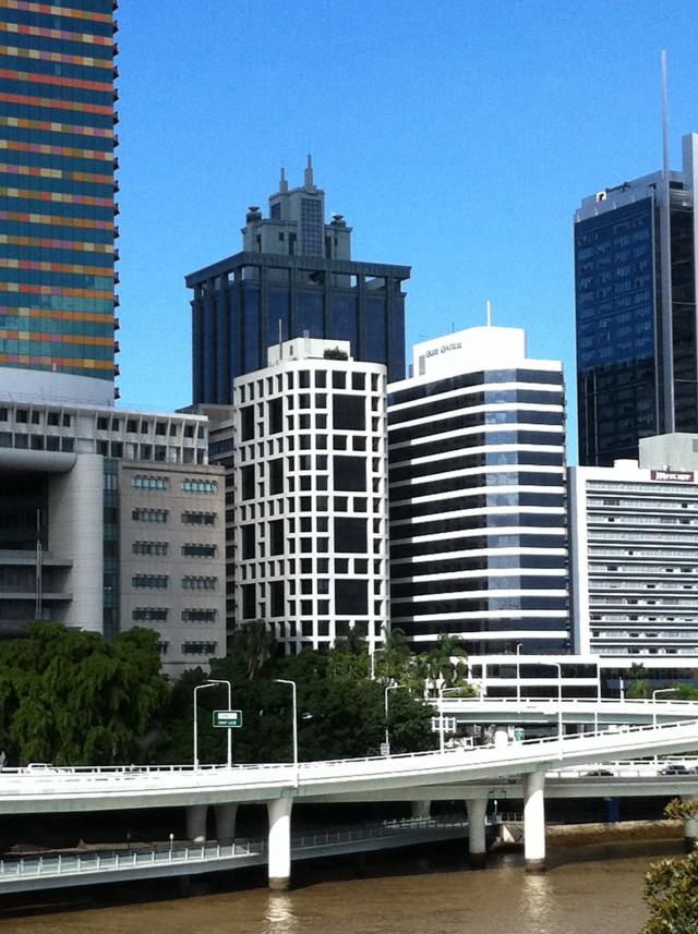 Bridge river city tall buildings free wallpaper for mobile - medium preview image