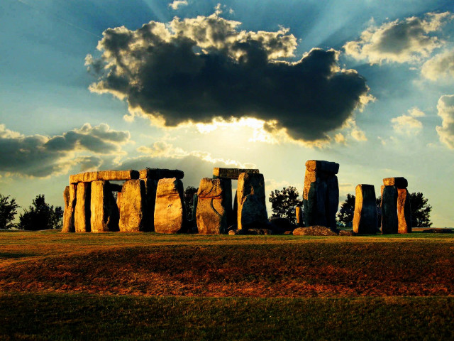 Large stone structure field cloudy free wallpaper for desktop - medium preview image