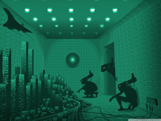 Green lights cat man room free wallpaper for desktop - medium preview image