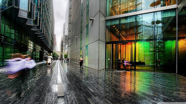 People walking street tall buildings #4 free wallpaper for desktop - medium preview image