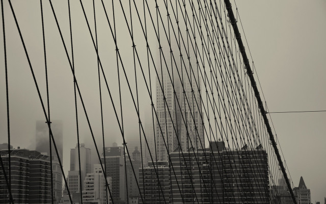 City skyline bridge tallbuilding greyscale free wallpaper for desktop - medium preview image