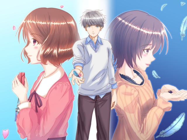 Two people blue background blue free wallpaper for desktop - medium preview image