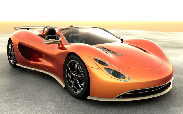 Orange sports car road sky #2 free wallpaper for desktop - medium preview image