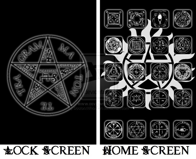 Pentagram symbols black white backgrounds free wallpaper for desktop - medium preview image