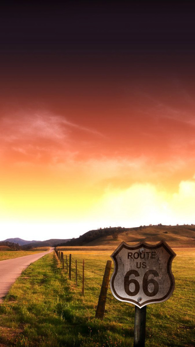 Road sign field sunset background free wallpaper for mobile - medium preview image