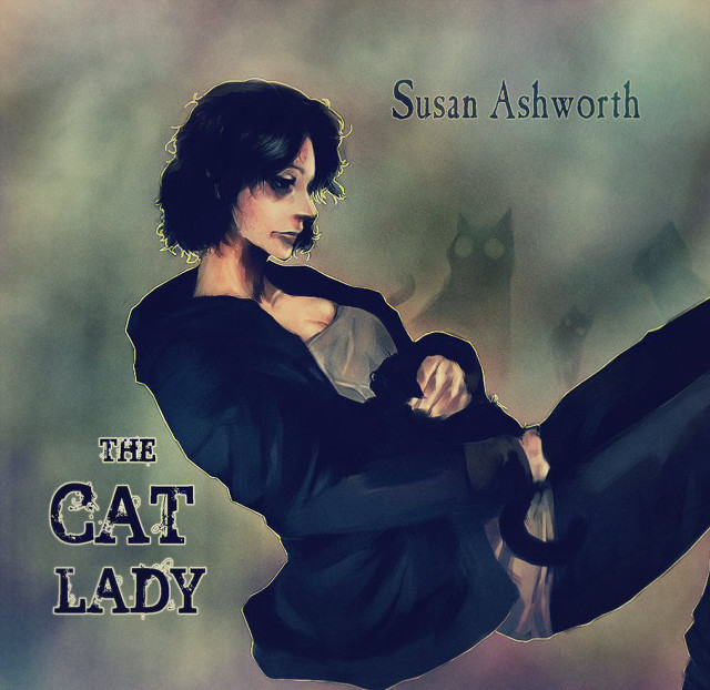 Woman black dress holding cat free wallpaper for tablet - medium preview image