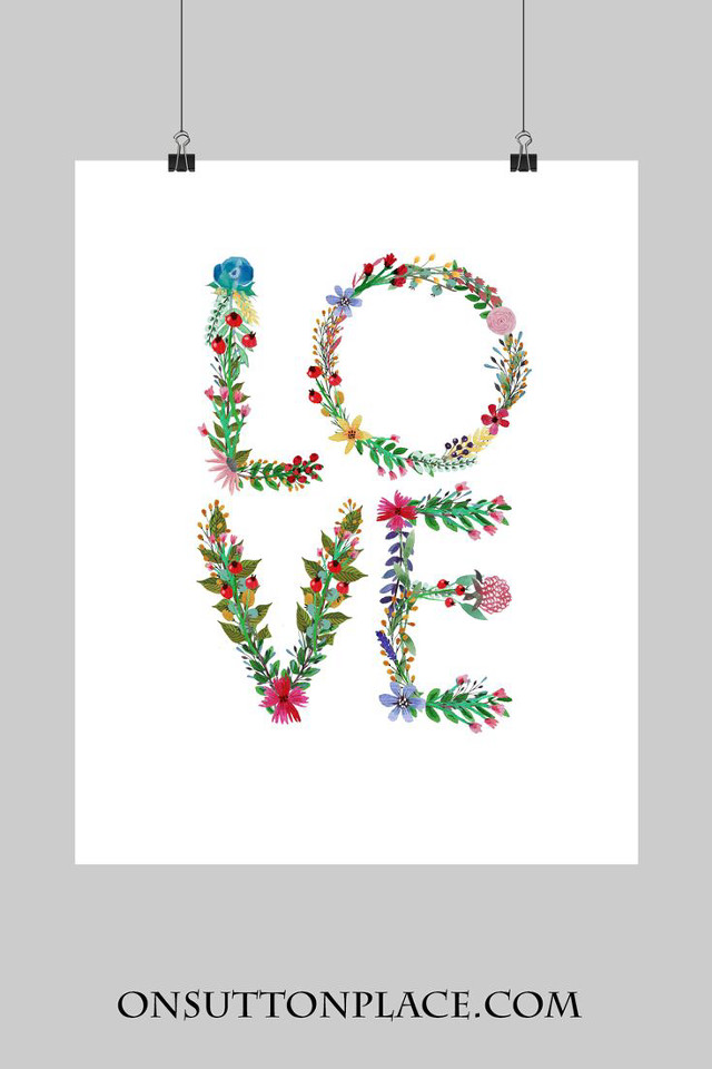 Love floral letters white poster free wallpaper for mobile - medium preview image