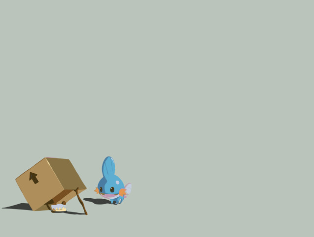 Blue bunny pushing box red free wallpaper for desktop - medium preview image