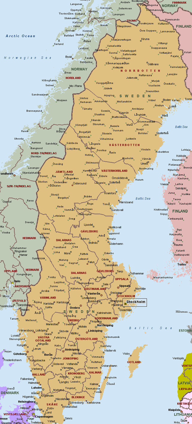 Sweden map major cities roads free wallpaper for mobile - medium preview image