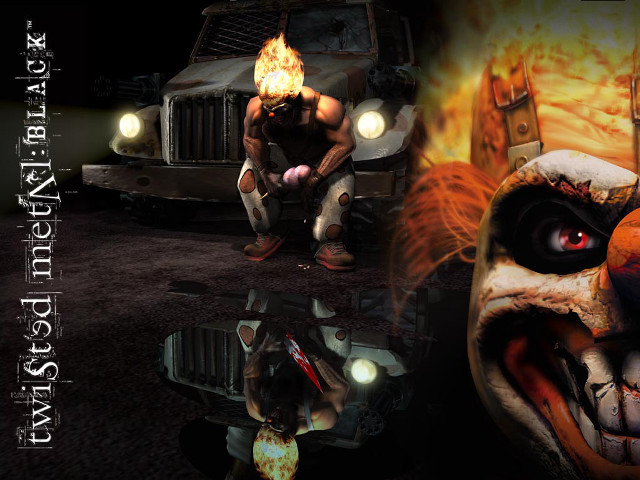Creepy man fireball demonic truck free wallpaper for desktop - medium preview image
