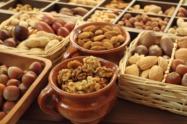 Variety nuts baskets table nuts free wallpaper for desktop - medium preview image