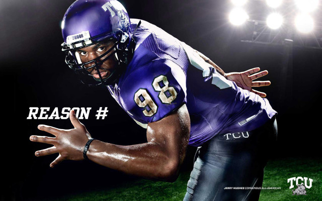 Football player purple uniform hands free wallpaper for desktop - medium preview image