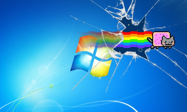 Broken window rainbow skull computer free wallpaper for desktop - medium preview image